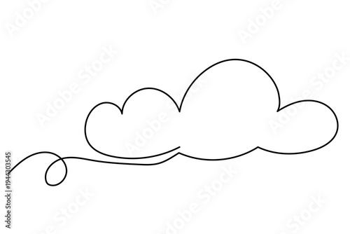 Line Art Abstract Cloud. Funny Cute Child Room Simple Artwork Symbol. Childish Outline Decorative Element. Birthday Greeting Card Simple Design. Astronomy School Lesson Icon.