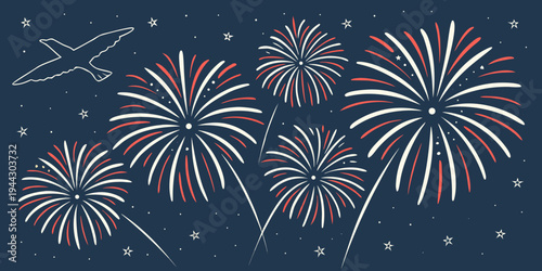 A vibrant display of colorful fireworks lighting up the night sky with a starry background.