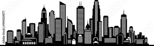 City skyline with modern skyscrapers and buildings in urban landscape  cityscape