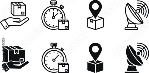 Editable outline icons collection for logistics and delivery concepts