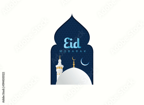 Eid Mubarak Islamic background template vector Illustration.