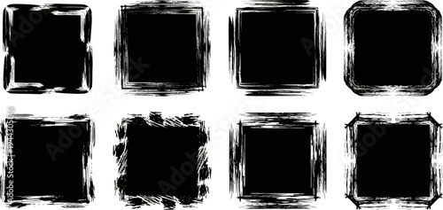 collection of grungy rectangular frames for photo or text on white background