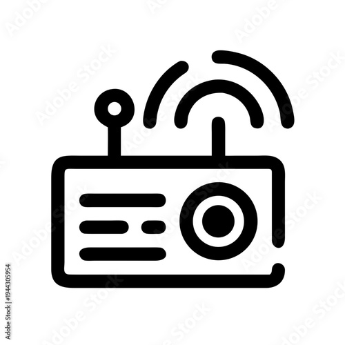 Wireless remote control device with signal waves icon isolated on white background, Vector