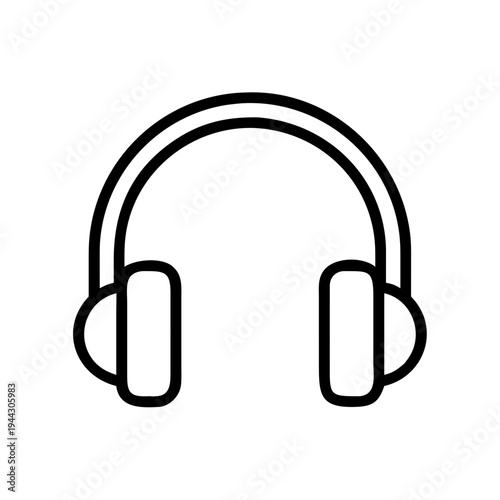 Minimalist outline design of over-ear headphones isolated on white background, Vector