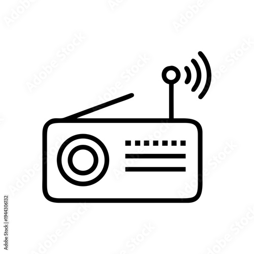 Vintage radio with modern wireless signal antenna icon isolated on white background, Vector