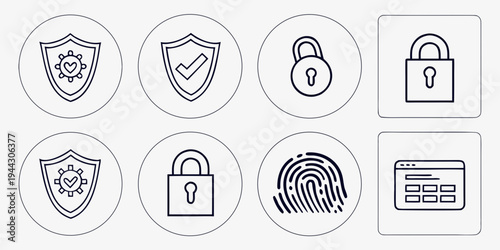 Various icons representing security and identification methods