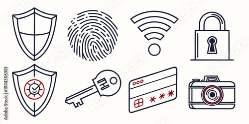 Various icons representing security and privacy concepts and elements