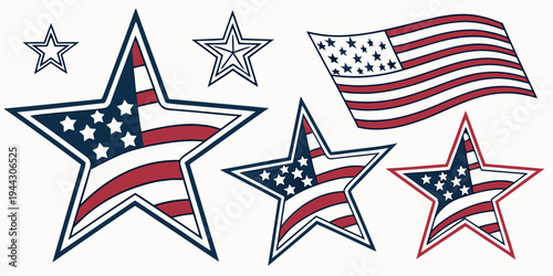 A collection of stars and stripes symbols representing the united states of america