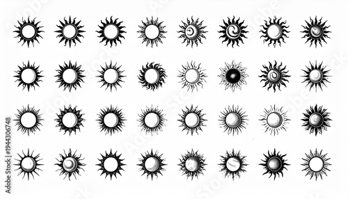 Radial sunburst and circular motifs evoking symmetry, energy, and artistic abstraction