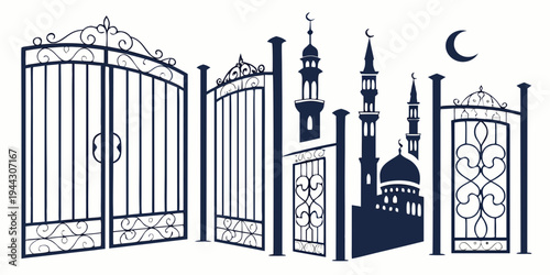 A collection of various architectural structures including a church, mosque, and castle.