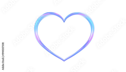 
Glowing neon heart outline with blue and pink light trails. Romantic glowing figure on a white background for love designs, Valentine's Day graphics.