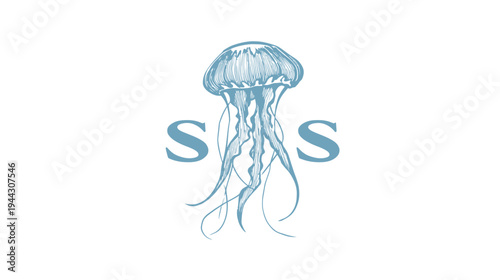 A light blue jellyfish illustration centered on a white background, featuring the letters "S" on either side