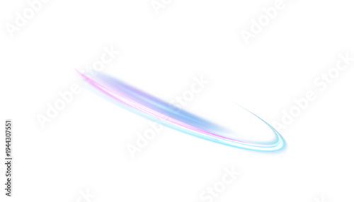 Abstract circular light effect on a white background. Dynamic bright lines with a glowing effect. Rotating light effect for gaming and advertising designs.