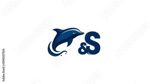 A stylized image featuring a leaping dolphin in dark blue, with "S" and an ampersand to its right