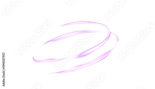 Soft purple light swirl with glowing circular motion for light and dark backgrounds. Abstract vector effect for futuristic design.