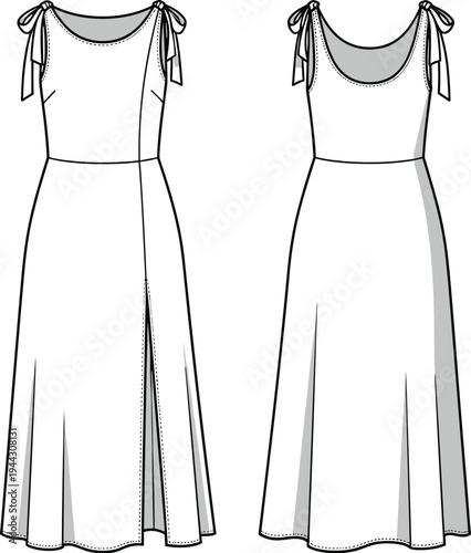 White dress with ties on shoulders and slits fashion clothing ties on shoulders dress with slits A-line dress