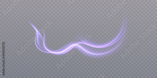 A curved purple light trail with a soft glow. A smooth, swirling flow for energy effects, magical spells, glowing waves, or sci-fi interfaces.