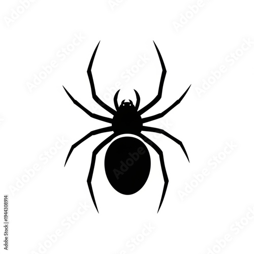 Black Spider Silhouette with Eight Legs.