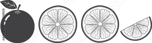 Hand drawn vector illustration of a man on a vintage bicycle carrying an easter bunny with juicy citrus fruit slices and a colorful egg for a healthy fresh design