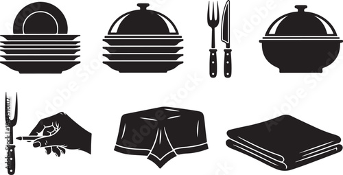 Dining Essentials Icon Set for Restaurant and Kitchen Use