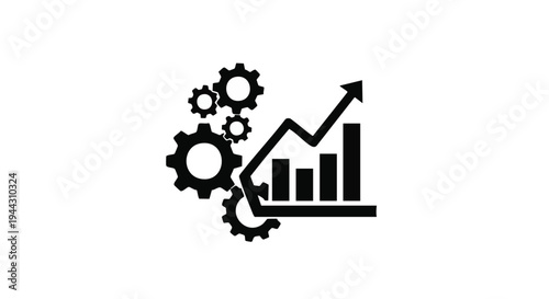 Vector business growth icon with gears and graph