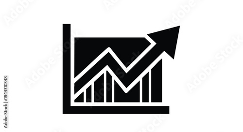 Vector business graph icon with growing arrow