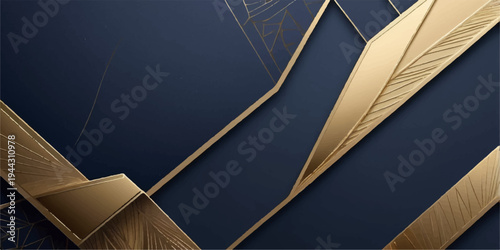 A visually striking abstract design with metallic gold accents on a deep blue backdrop, exuding sophistication and elegance.
