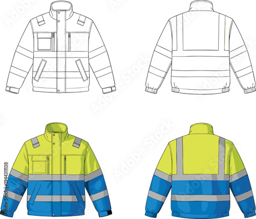 Visibility jacket with reflective strips safety jacket workwear uniform