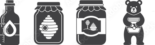 Isolated vector illustration of an empty glass jar containing a set of tools, screwdrivers, and screwdriver bits as a black icon object on a white background