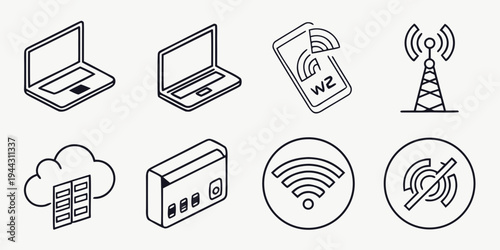 Variety of icons representing different types of technology and communication