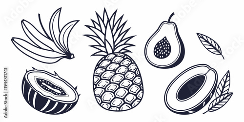 A delightful assortment of tropical fruits including pineapple, pears, and peaches