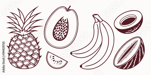 A delightful assortment of tropical fruits including pineapple, passion fruit, and bananas