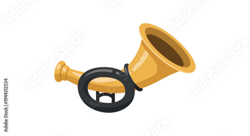 Golden French Horn Vector Illustration, Musical Instrument Design for Music Lovers