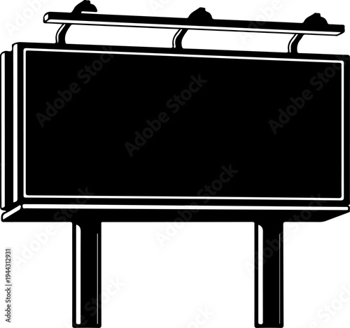 Empty roadside billboard frame silhouette vector illustration