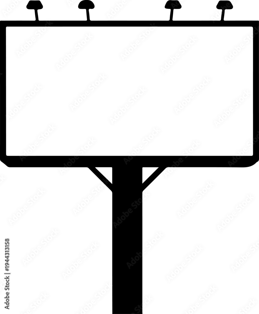 Fototapeta premium Empty roadside billboard frame silhouette vector illustration