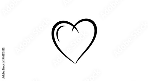 Elegant Black Heart Outline Drawing, Minimalist Love Symbol, Simple Romantic Icon