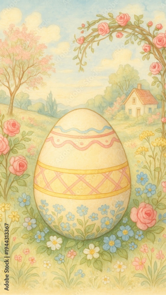 Fototapeta premium Pastel Easter egg garden