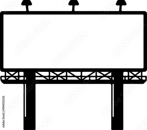 Empty roadside billboard frame silhouette vector illustration