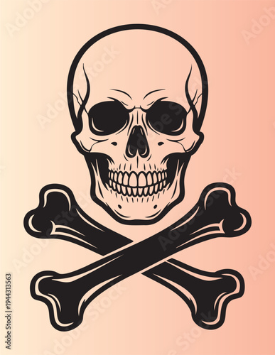 Cartoon skull and crossbones illustration with a smiling face