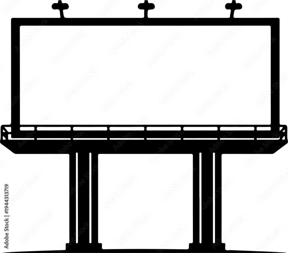 Obraz premium Empty roadside billboard frame silhouette vector illustration