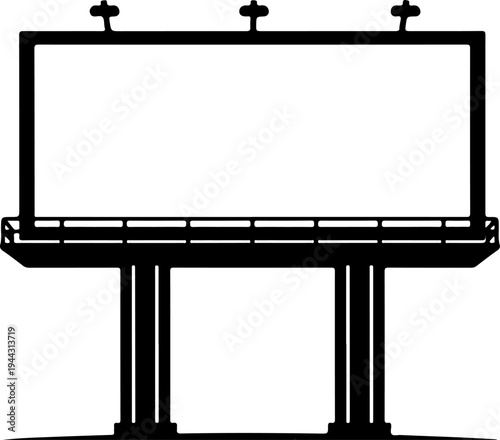 Empty roadside billboard frame silhouette vector illustration