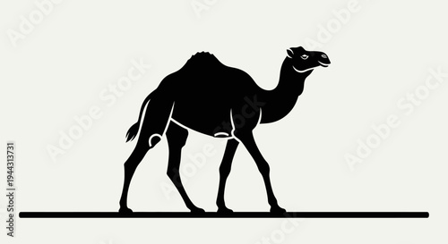 Tableau sur toile Black silhouette of a walking camel.
