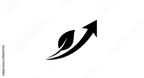 Foto Black leaf with curved arrow symbol.