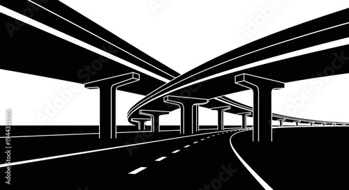 Foto Black and white highway overpass.