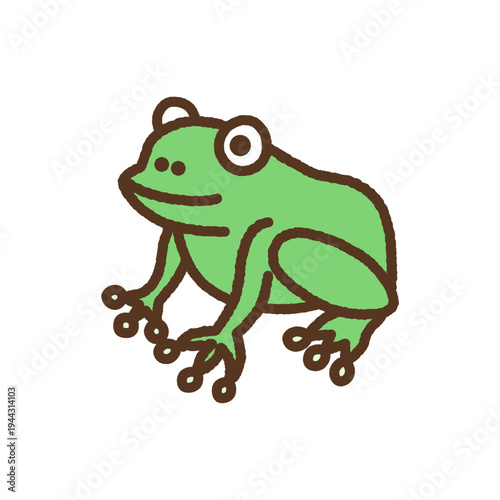 手書き風の生き物単品アイコンイラスト　カエル