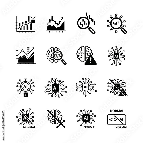 Black icons of artificial intelligence.