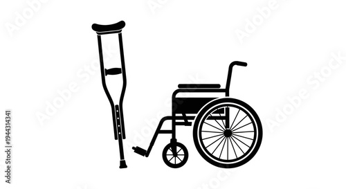 Tableau sur toile Black wheelchair and crutch icons.