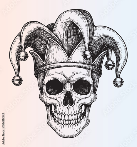 Illustrationofaskullwearingajesterhatisolateddesign