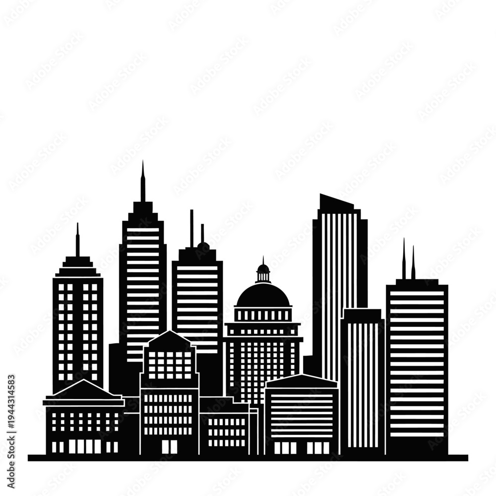 Fototapeta premium City Skyline with Modern Skyscrapers.