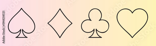 Playing card suits spade diamond club and heart symbols vector set